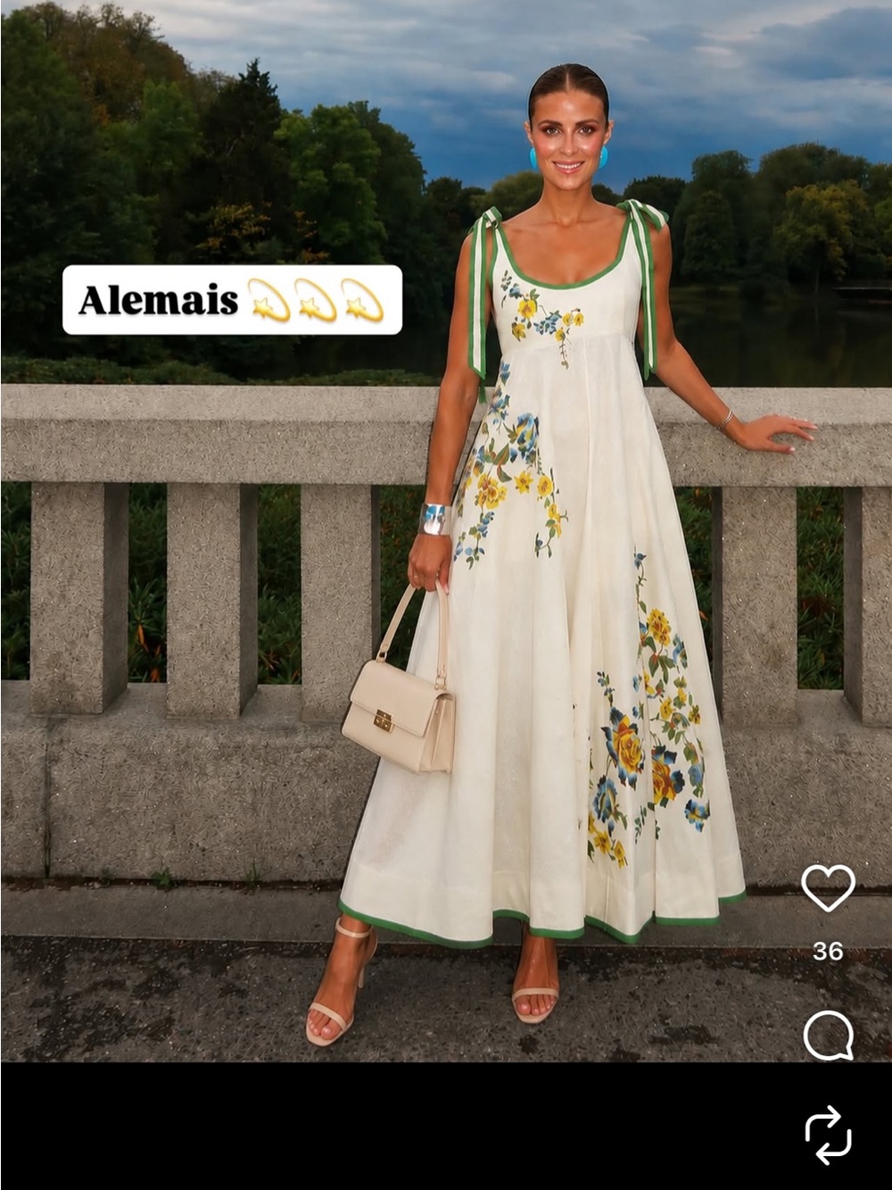 Alemais Cream Floral Maxi Dress with Yellow & Green Accents